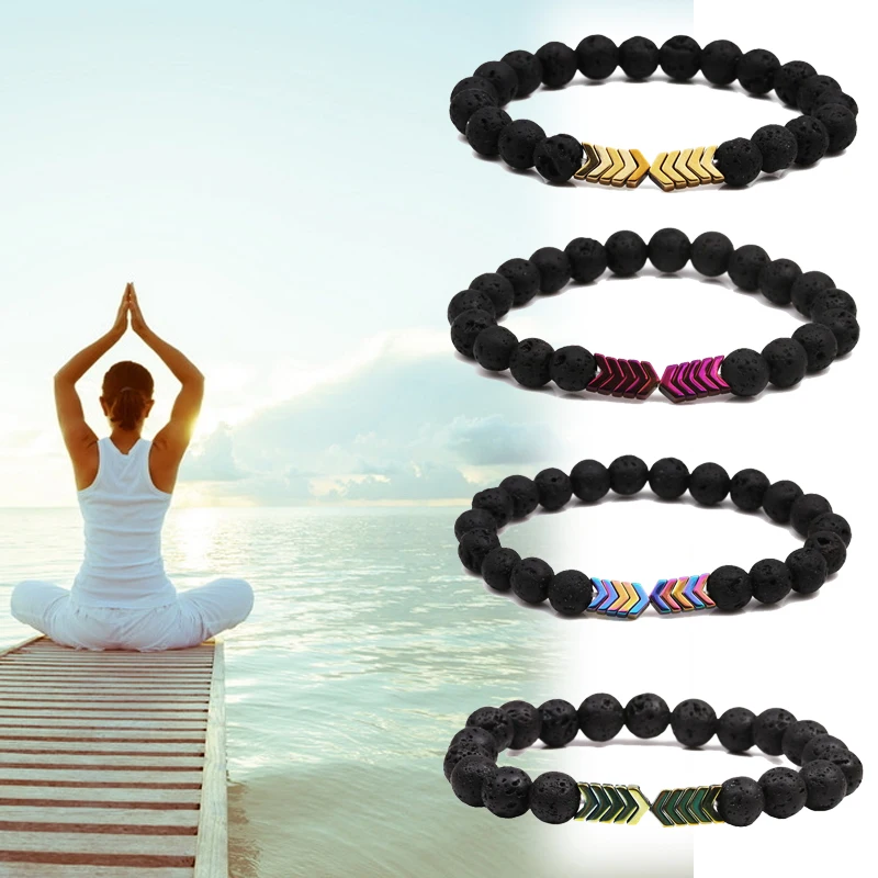 duovei sacred arrow lava stone diffuser bracelet for couple 2018 newest fashion volcanic beaded yoga bracelet.webp