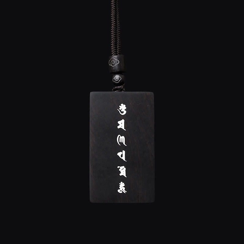 999 Sterling Silver Small Leaf Red Sandalwood Ebony Wood Om Mani Padme Hum Inlaid Protection Necklace Pendant - Image 11