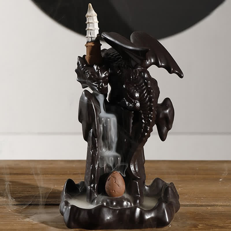 Nordic Dragon Ceramic Backflow Smoke Fountain Meditation Healing Incense Burner Led Ball Decoration - Image 14