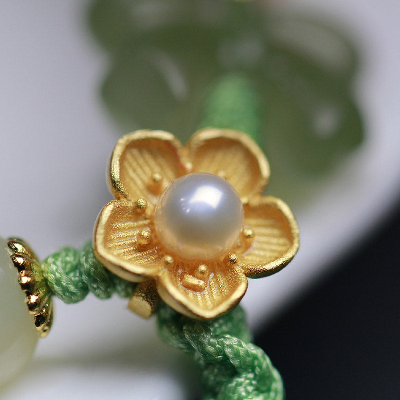 925 Sterling Silver Jade Luck Flower Butterfly Bracelet - Image 14