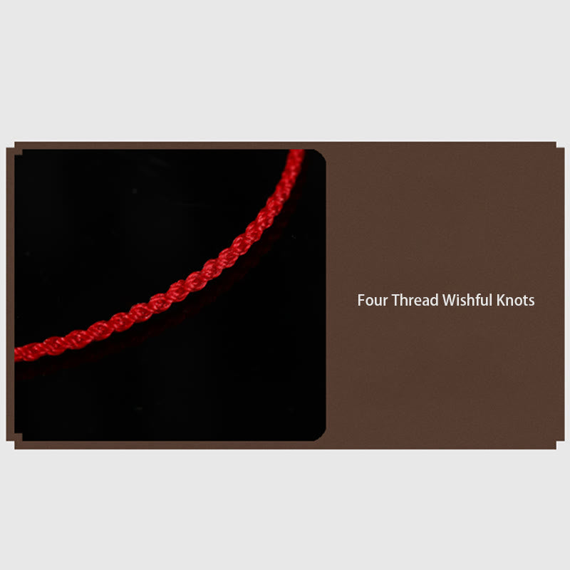 999 Gold Bead Handmade Four Thread Wishful Knots Braided Protection Bracelet - Image 7