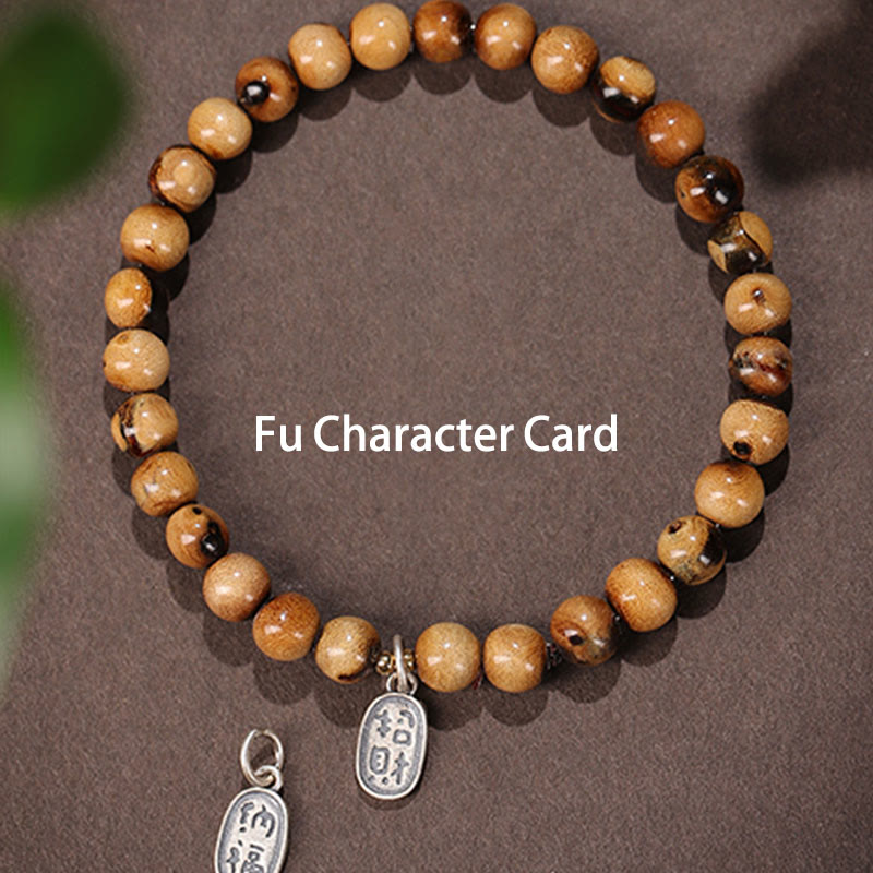 925 Sterling Silver Natural Golden Sea Willow Zakiram Goddess of Wealth Lucky fortune Fu Character Success Bracelet - Image 7