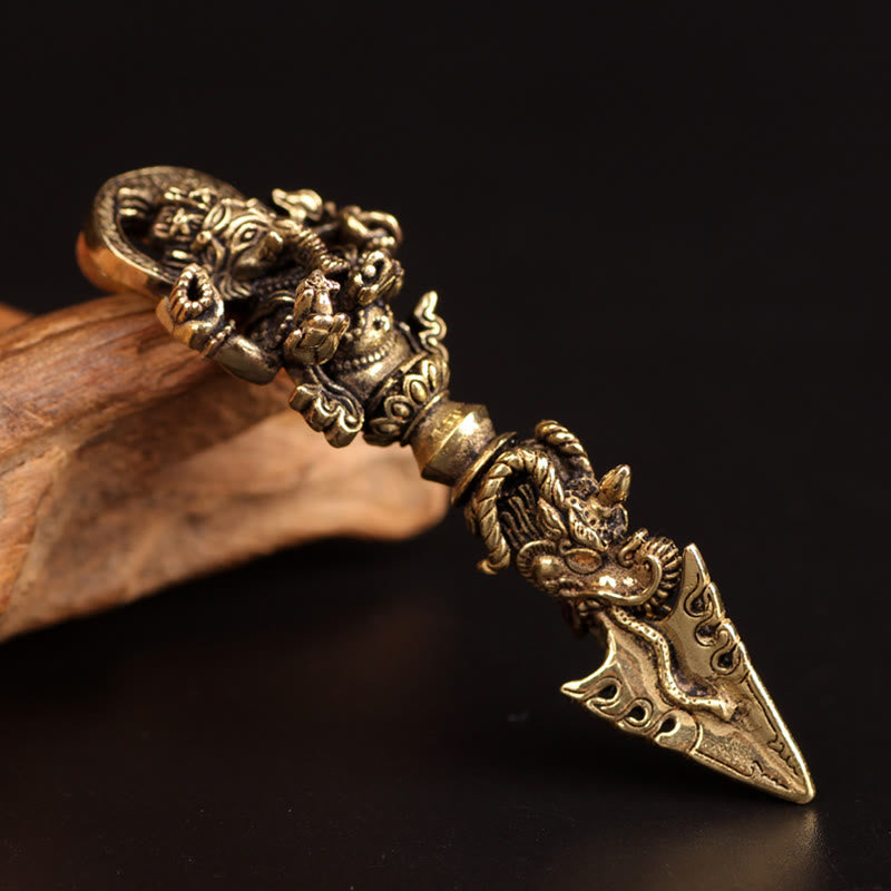 Tibetan Ganesh Ganpati Elephant God of Wealth Dorje Vajra Spiritual Power Necklace Pendant - Image 3