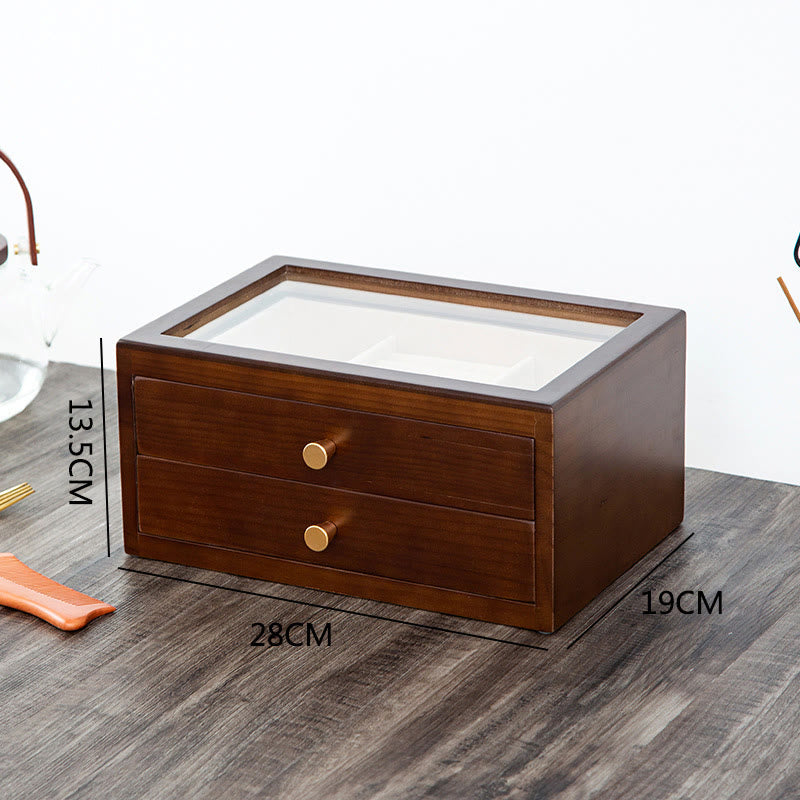 Retro Solid Wood Jewelry Box Jewelry Storage Box With Drawer - Image 6