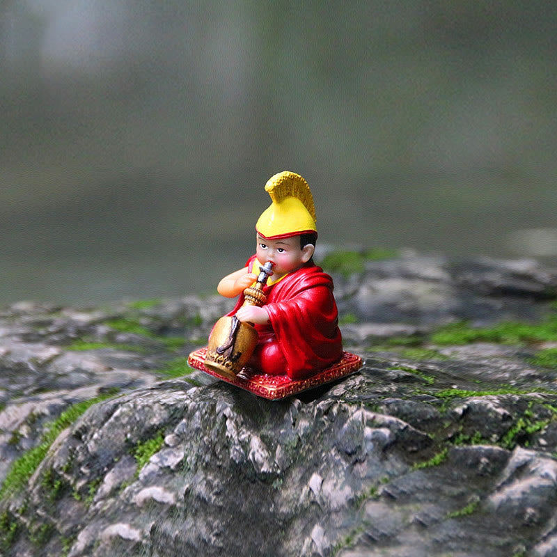 Hand Painted Tibetan Lama Figures Carved Creative Home Office Car Decoration Ornament - Image 11