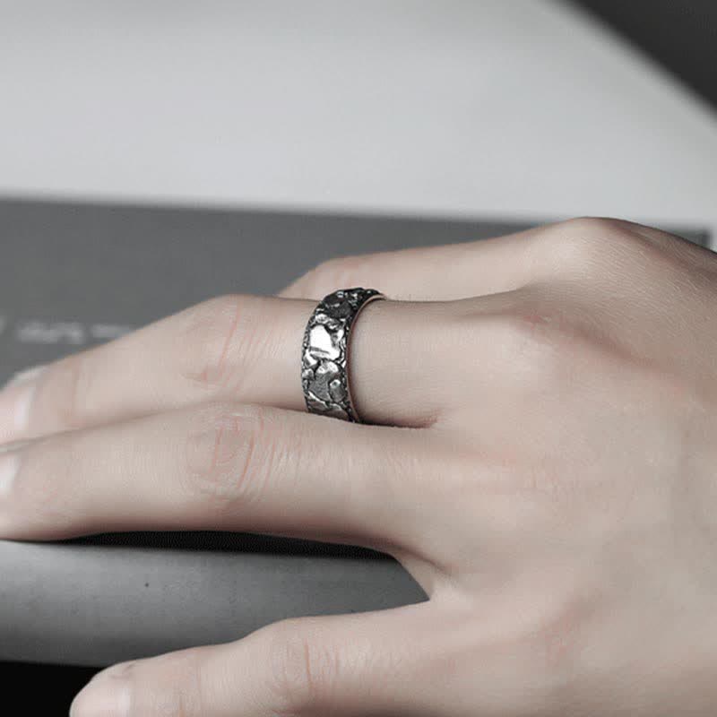 Rock Pattern Luck Blessing Copper Ring - Image 4