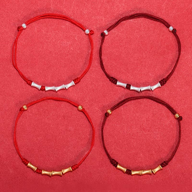 925 Sterling Silver Bamboo Design Protection Luck Braided Bracelet - Image 17