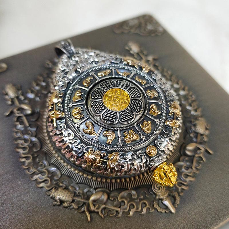 Chinese Zodiac Natal Buddha Thangka Nine Palaces Eight Diagrams Wealth Rotatable Necklace Pendant - Image 4