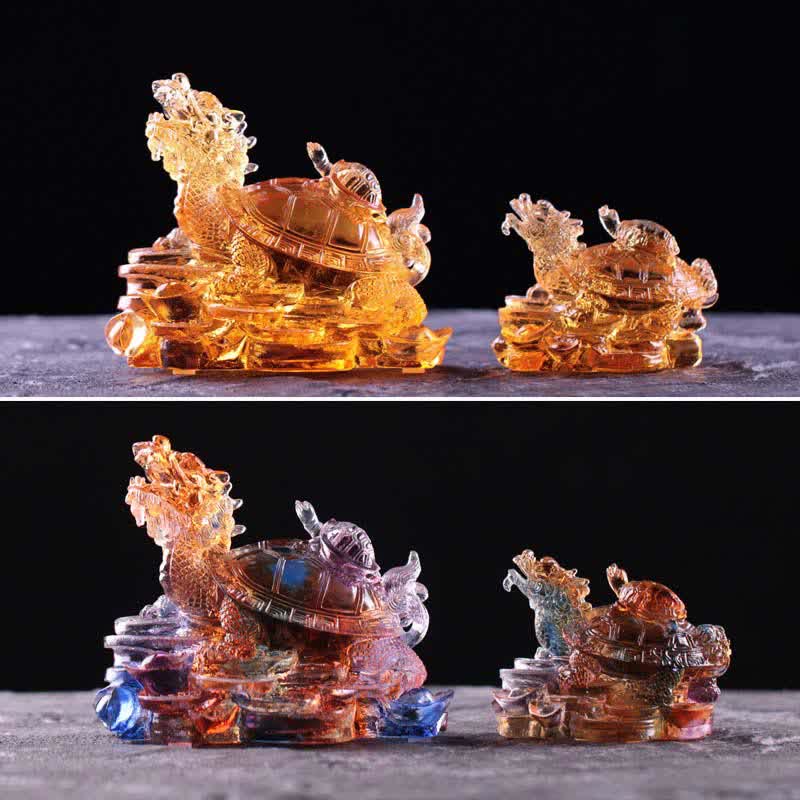 Feng Shui Dragon Turtle Coins Handmade Liuli Crystal Luck Art Piece Home Office Decoration - Image 19