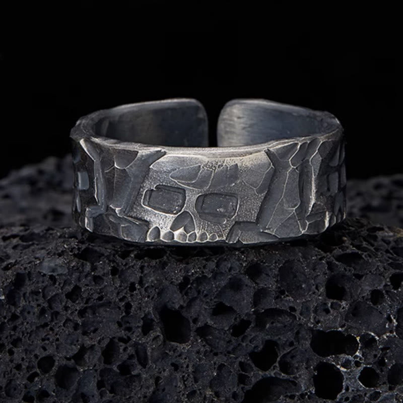999 Sterling Silver Skeleton Pattern Handmade Blessing Ring