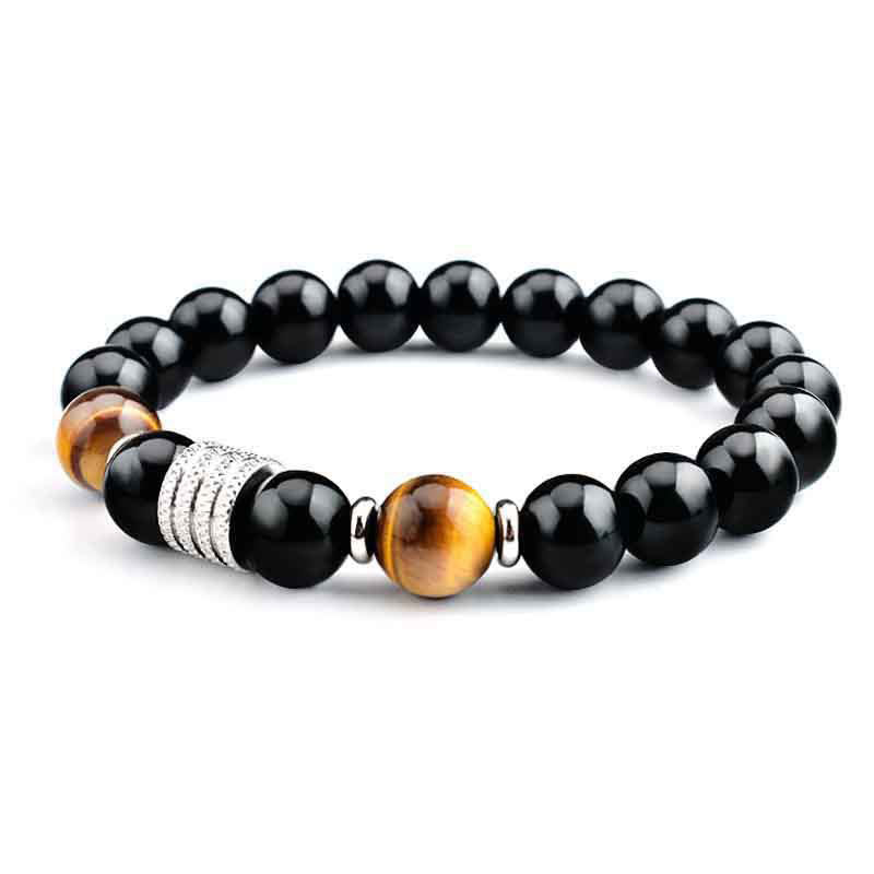 Natural Black Obsidian Tiger Eye Strength Fulfillment Bracelet