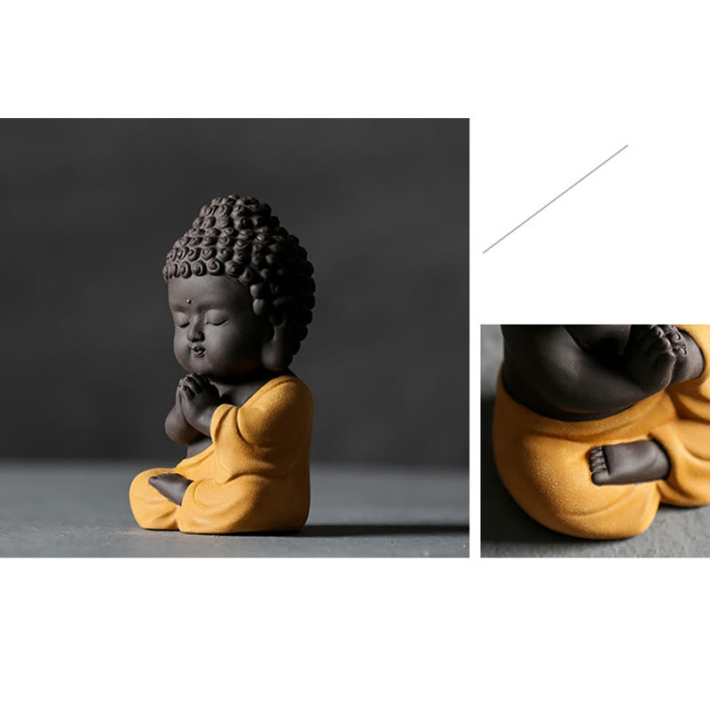 Small Buddha Serenity Purple Clay Home Desk Decoration - Image 24