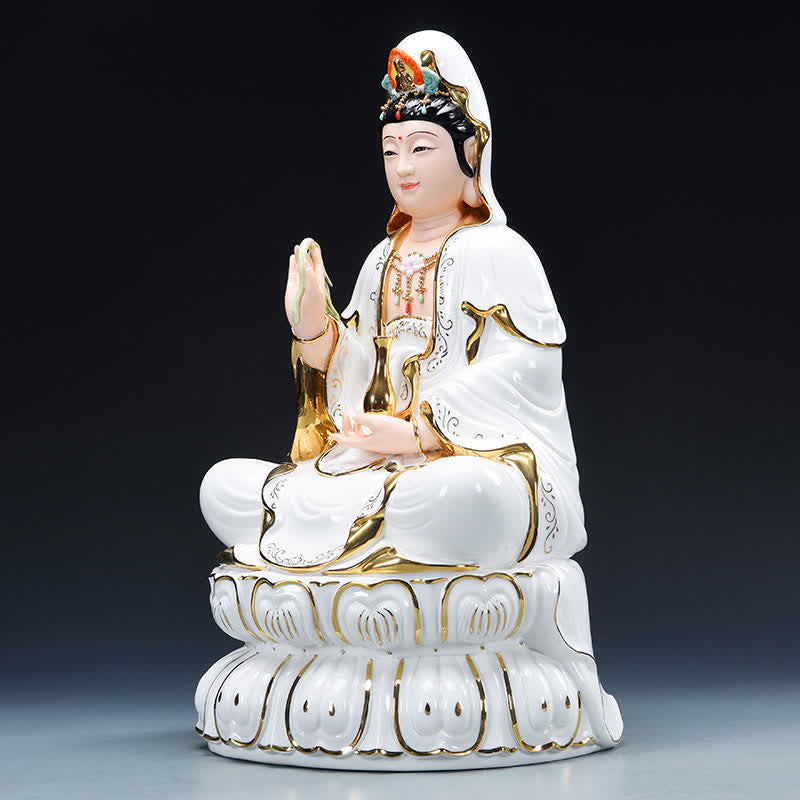 Chenrezig Bodhisattva Avalokitesvara Success Ceramic Statue Home Decoration - Image 5