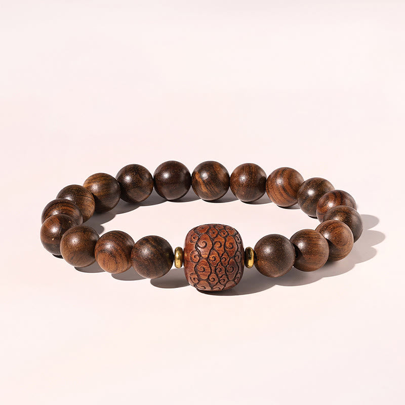 Rosewood Auspicious Clouds Totem Fu Character Bamboo Pattern Warmth Bracelet