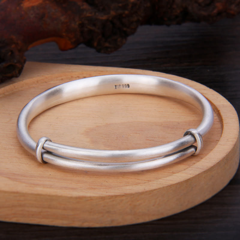 999 Sterling Silver Koi Fish Lotus Wealth Luck Bracelet Bangle - Image 4