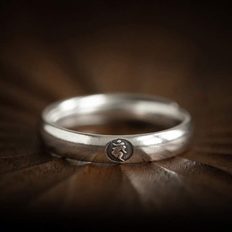 925 Sterling Silver Chinese Zodiac Natal Buddha Blessing Couple Ring - Image 24