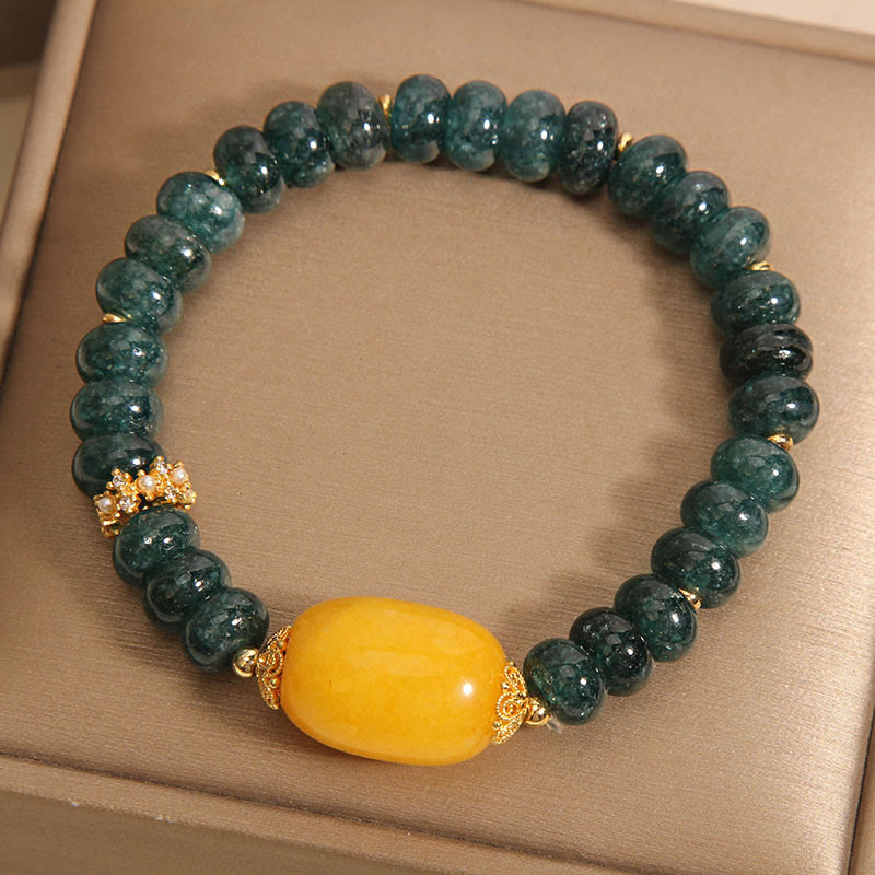 Green Jade Abacus Beads Topaz Luck Bracelet - Image 3