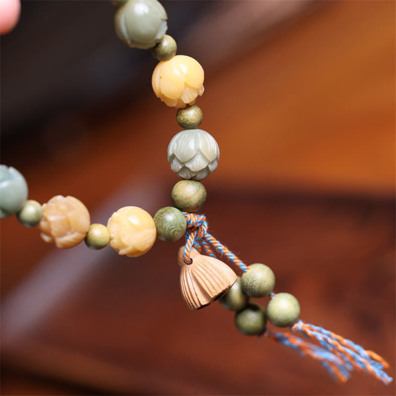 Bodhi Seed Lotus Green Sandalwood Wisdom Harmony Bracelet - Image 6