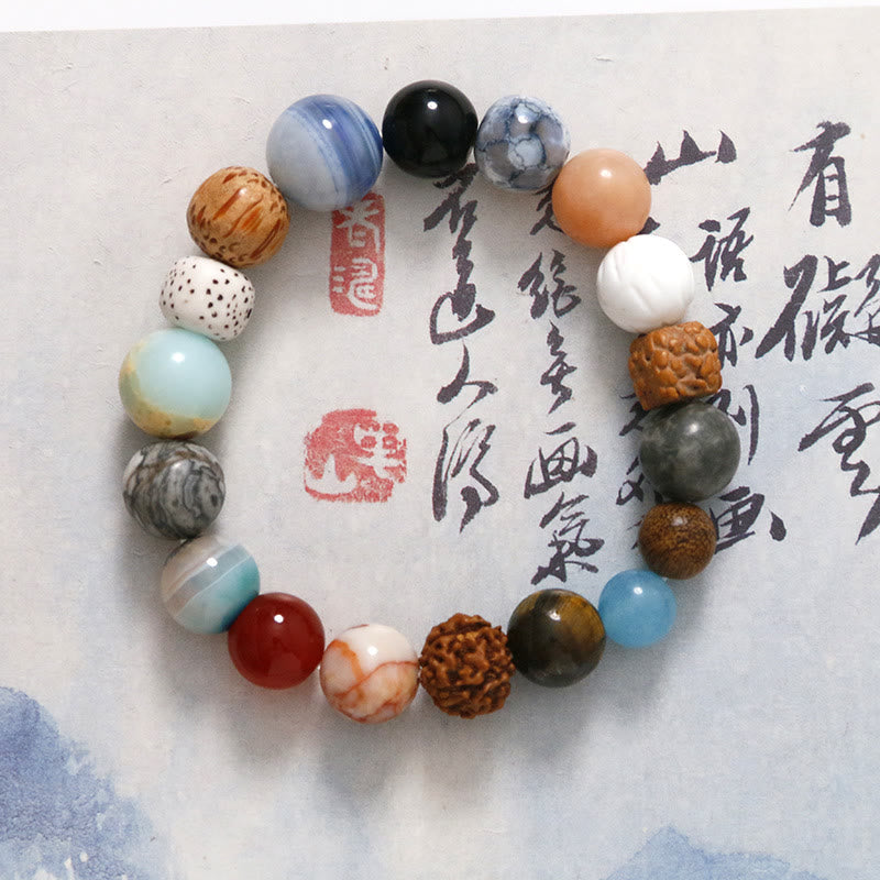 Natural Bodhi Seed Crystal Stone Agate Keep Away Evil Spirits Bracelet - Image 11