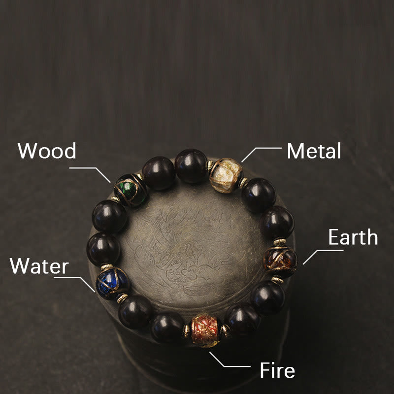 Western Soapberry Incense Ash Liuli Glass Bead Wealth Bracelet - Image 3