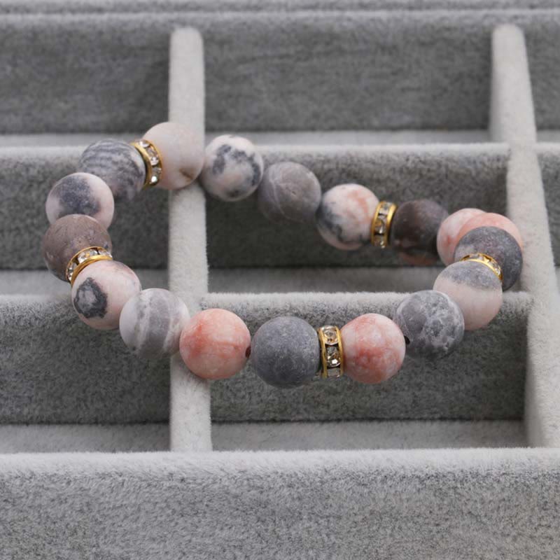 Anxiety Stress Healing Crystal Zebra Jasper Bead Bracelet - Image 6