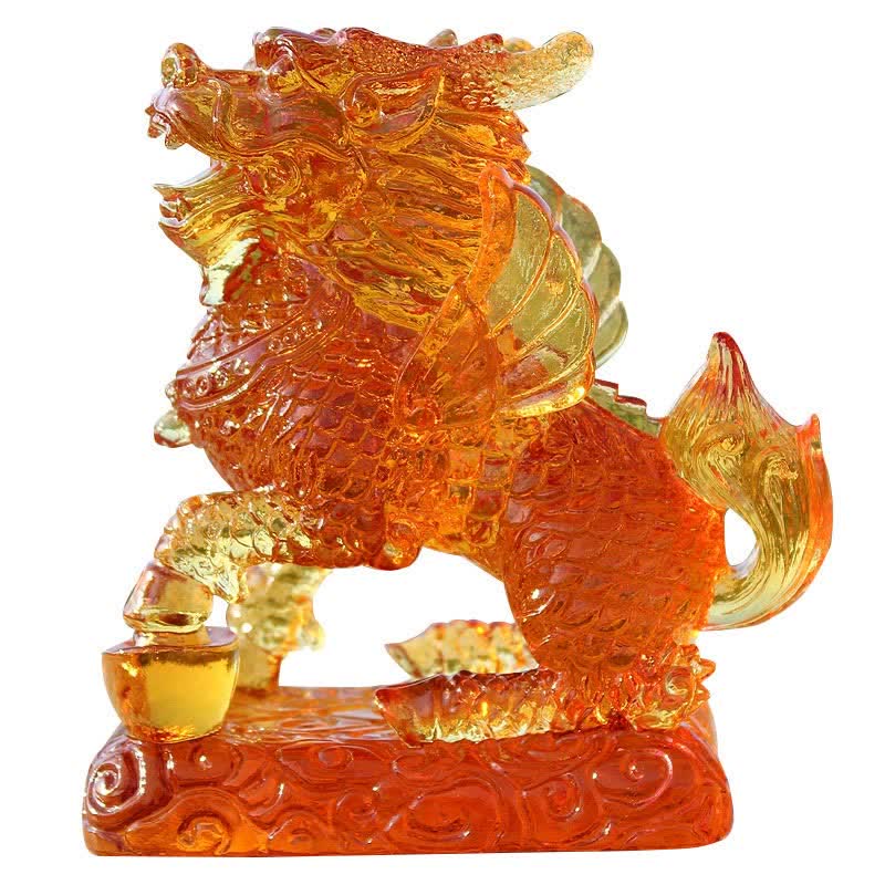 Feng Shui Kirin Handmade Liuli Crystal Art Piece Fortune Home Office Decoration - Image 15