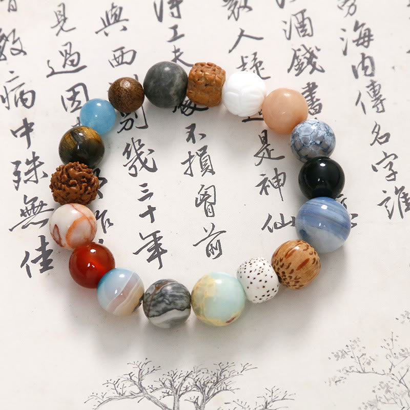 Natural Bodhi Seed Crystal Stone Agate Keep Away Evil Spirits Bracelet - Image 12