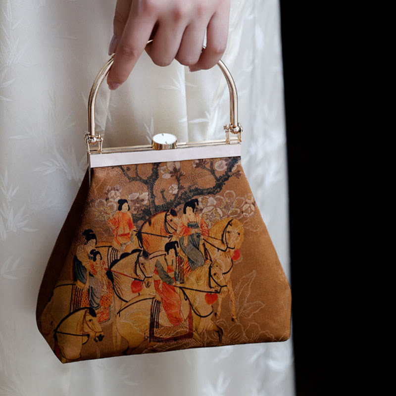 Painting of Lady of Guoguo on a Spring Outing Metal Handle Handbag - Image 12