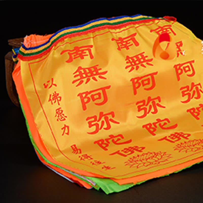 Tibetan 7 Colors Windhorse Letter Auspicious Lotus Outdoor 21 Pcs Prayer Flag - Image 18