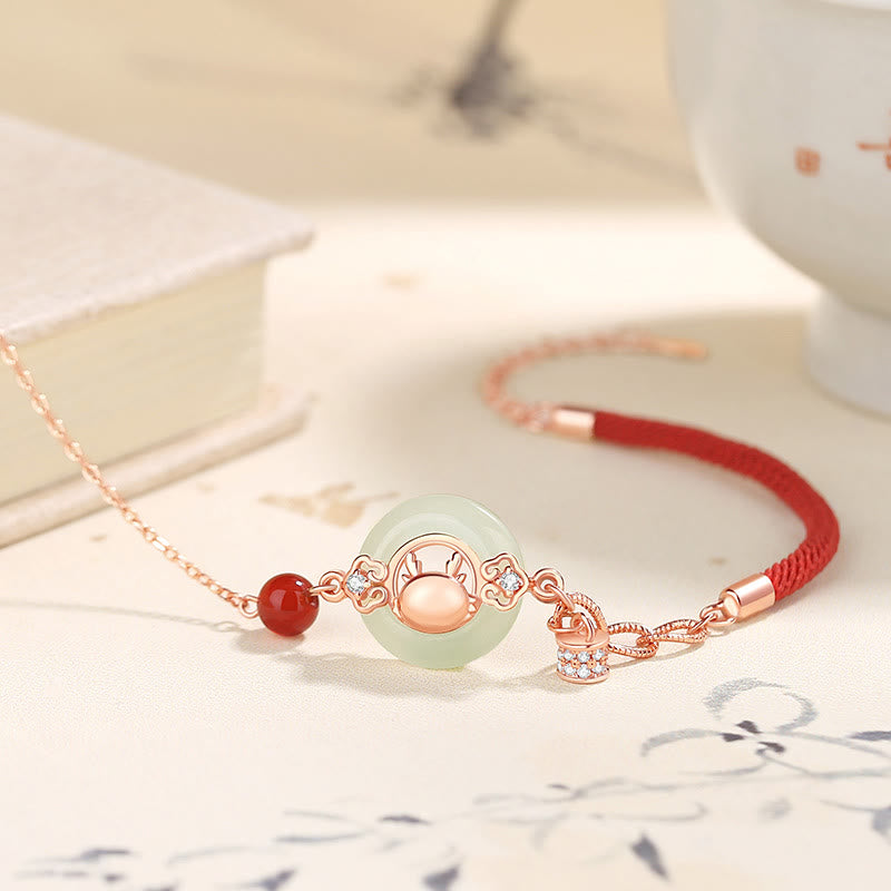 925 Sterling Silver Year of the Dragon Natural Hetian Jade Zircon Peace Buckle Protection Bracelet Necklace Pendant - Image 3