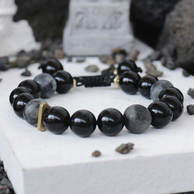 Black Obsidian Black Glitter Stone Purification Bracelet - Image 8
