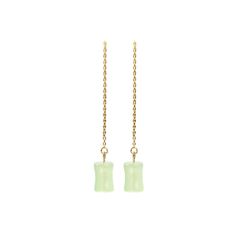 Jade Bamboo Pattern Luck Drop Earrings - Image 6