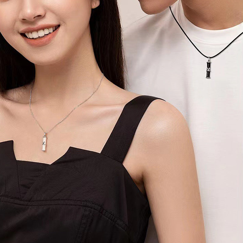 Bamboo Design Copper Luck Couple Necklace Pendant - Image 8