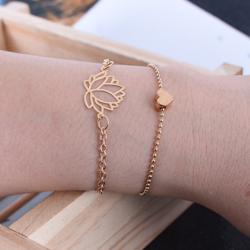 2Pcs Lotus Flower Love Heart Enlightenment Bracelet - Image 4