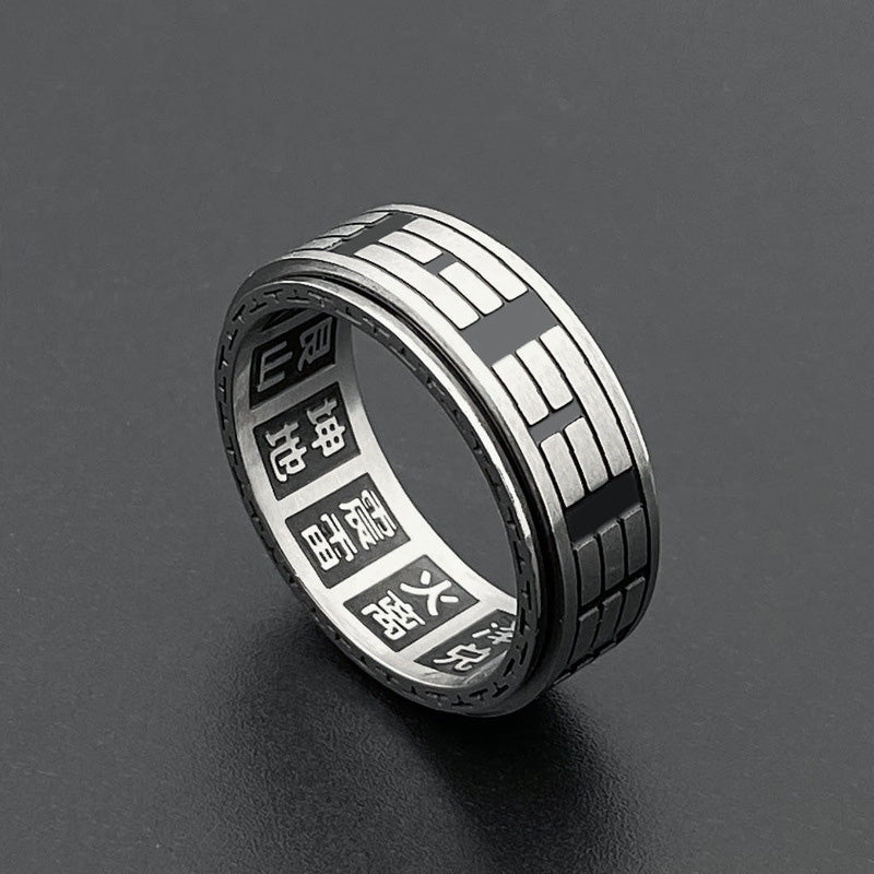 Bagua Yin Yang Titanium Steel Balance Rotatable Ring - Image 14