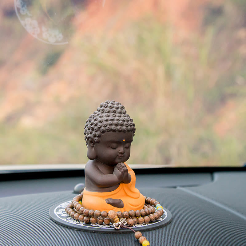 Small Buddha Serenity Purple Clay Home Desk Decoration - Image 20