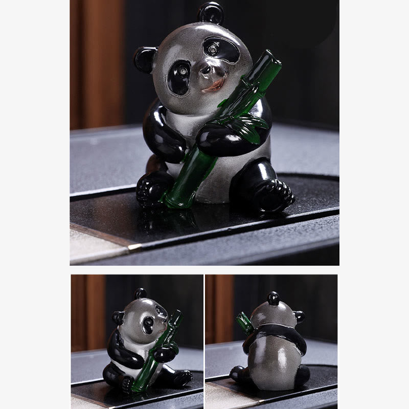 Color Changing Small Cute Panda Bamboo Tea Pet Resin Home Figurine Decoration - Image 5