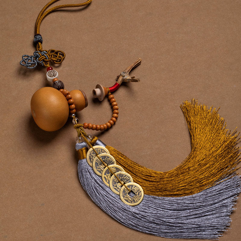 Feng Shui Coins Gourd Chinese Knot Lucky Coins Five Emperor Money Wealth Tassels Decoration