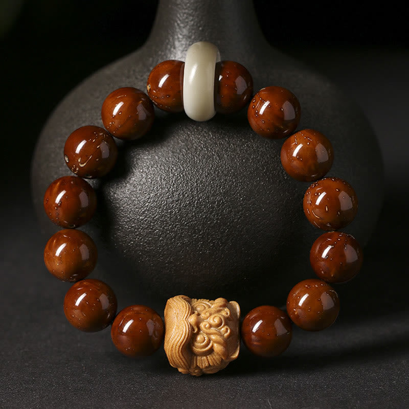 Purple Bodhi Seed Dancing Lion Wisdom Bracelet - Image 11