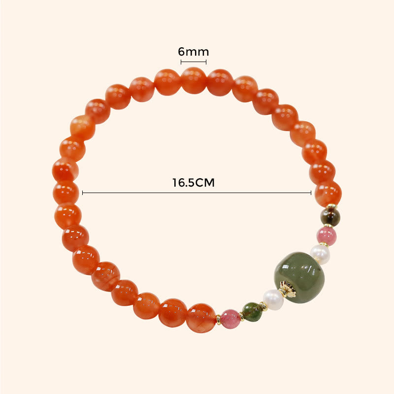Natural Red Agate Hetian Jade Bead Confidence Calm Bracelet - Image 8