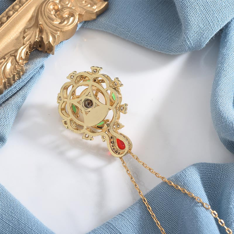 Cyan Jade Red Crystal Luck Necklace - Image 4