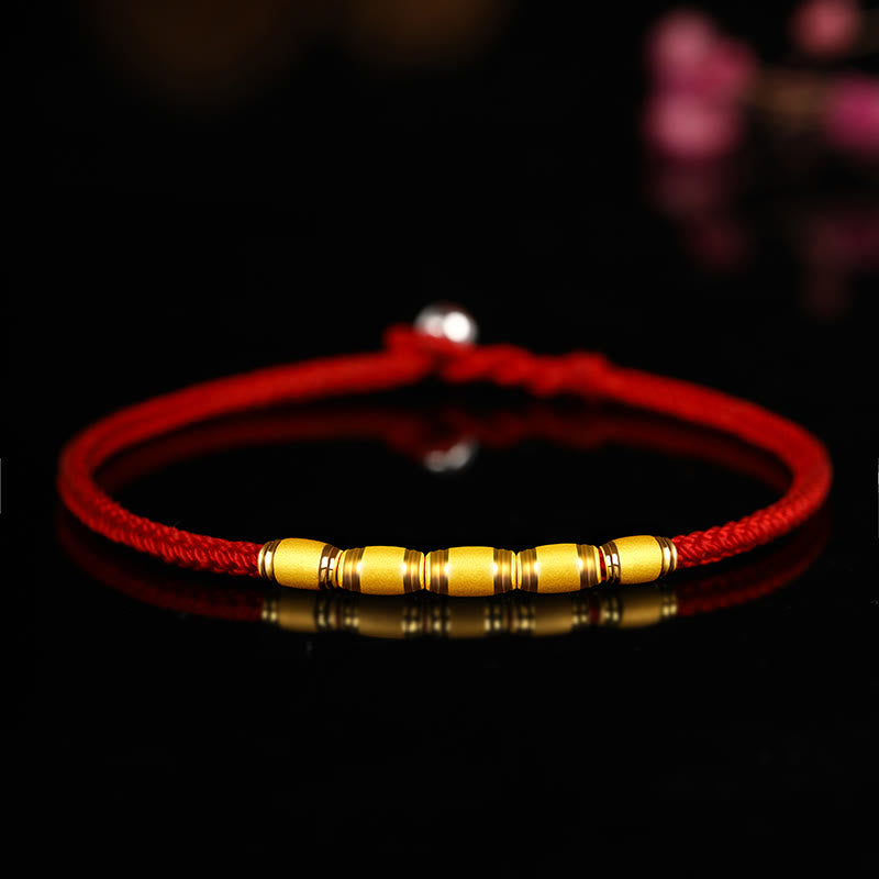 999 Gold Lucky Bead Eight Thread Peace Knot Red Rope Bracelet - Image 9