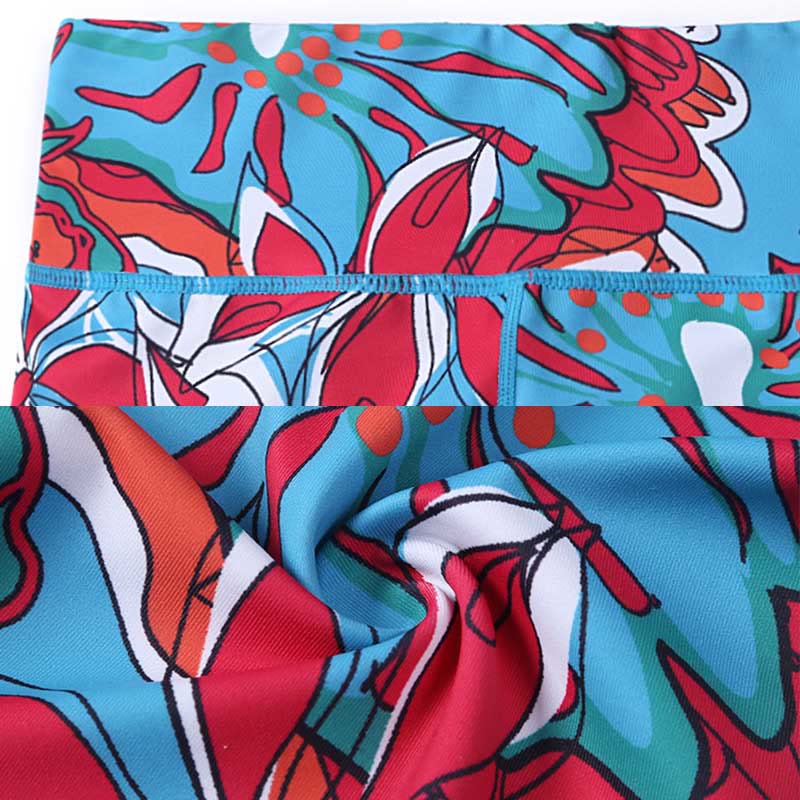 Colorful Flower Petal Leaves Print Sports Exercise Fitness High Waist Leggings Women's Yoga Pants - Image 22