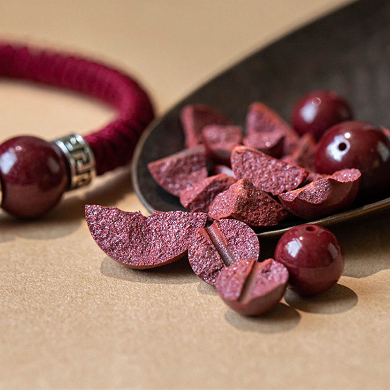 925 Sterling Silver Natural Cinnabar Bead Calm Handmade Braided String Bracelet - Image 17