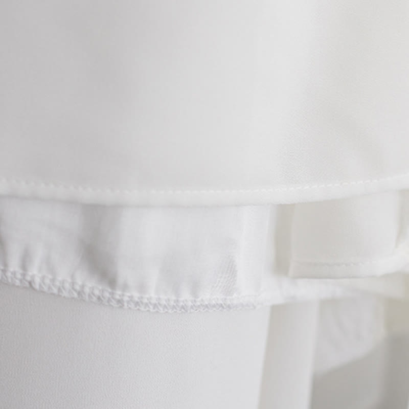 2Pcs Frog-Button Long Sleeve Midi Dress Wide Leg Pants Chiffon Zen Women's Set - Image 15