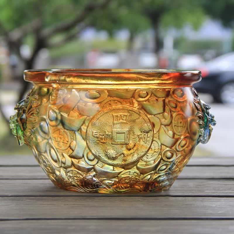 Handmade Liuli Crystal Treasure Bowl Art Piece Home Decoration - Image 12