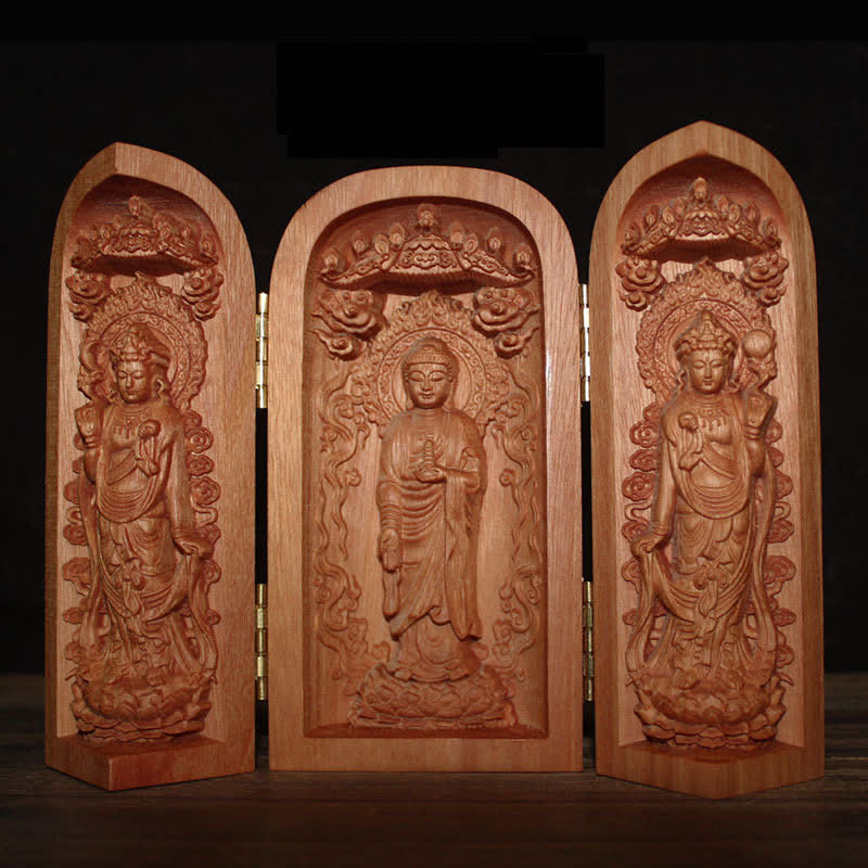 Avalokitesvara Kwan Yin Buddha Cherry Wood Compassion Home Decoration Altar - Image 6