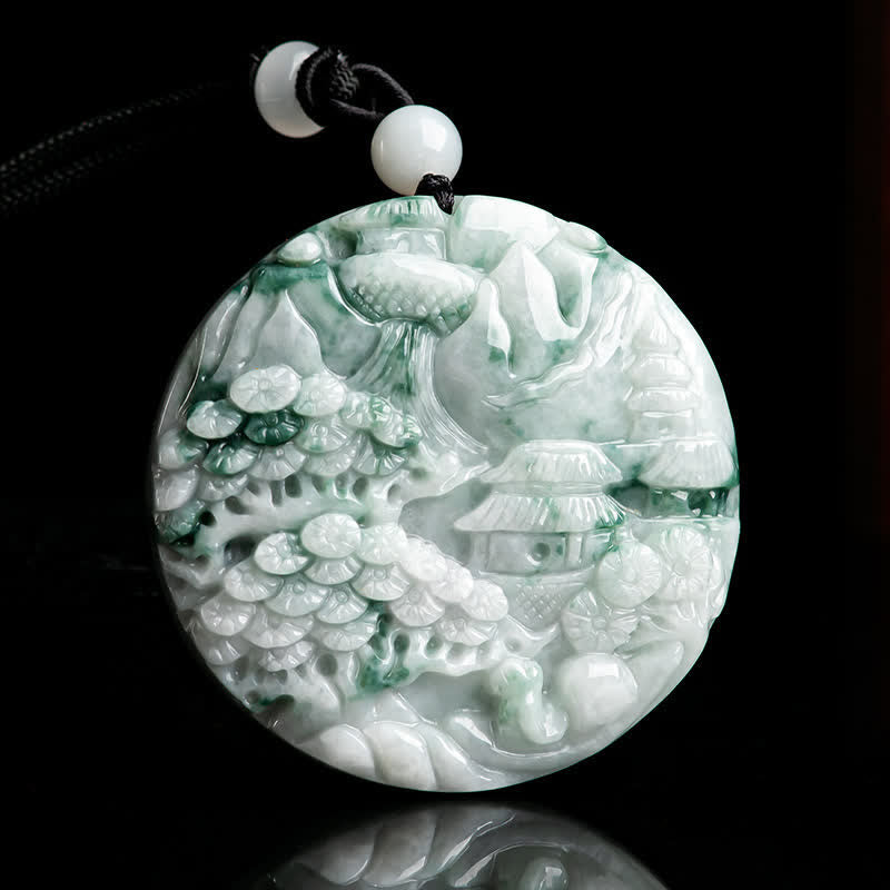 Mountain Landscape Jade Abundance String Necklace