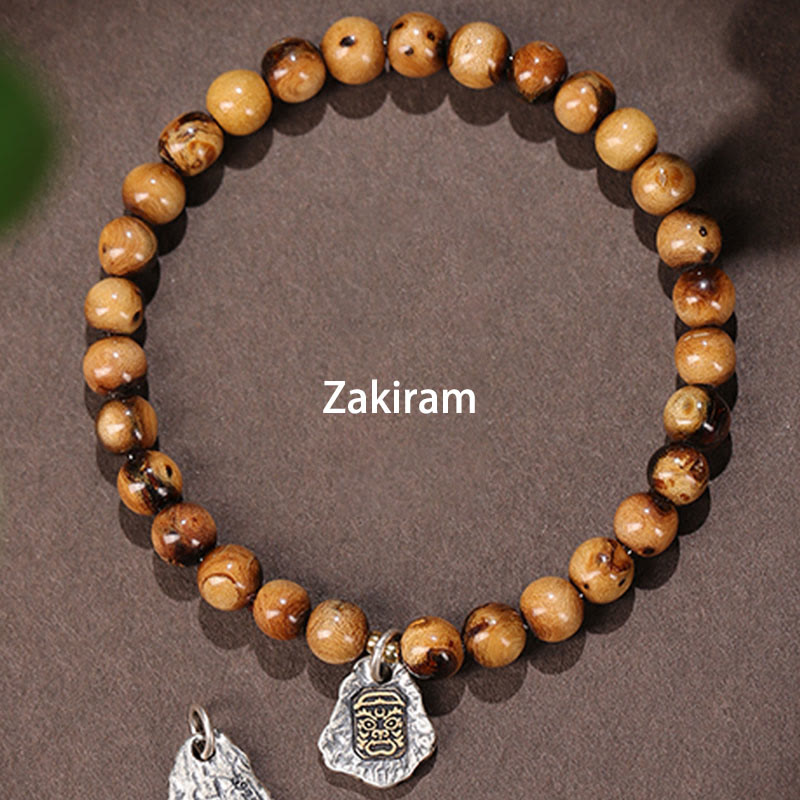 925 Sterling Silver Natural Golden Sea Willow Zakiram Goddess of Wealth Lucky fortune Fu Character Success Bracelet - Image 4