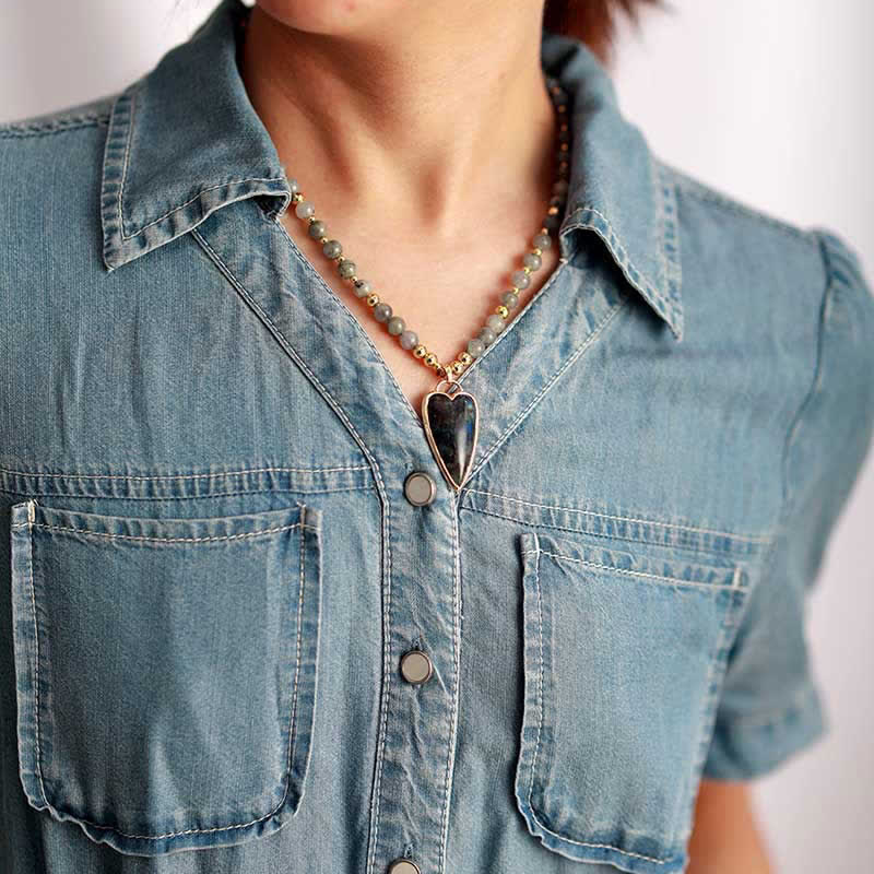 Labradorite Support Healing Beaded Necklace Pendant - Image 3